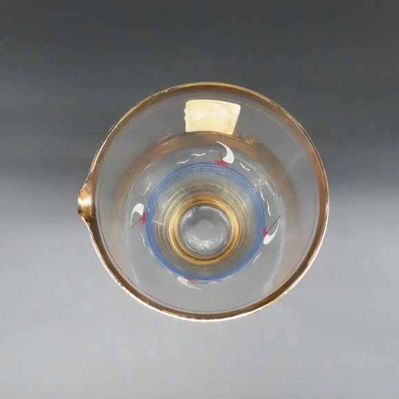 Hand painted Vintage Glass Martini Cocktail Set Italian Sailboats Gold Trim - Picture 3 of 10